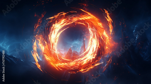 Flaming logo reveal ring of ice and fire effect