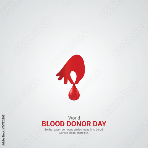 World Blood Donor Day. world Blood Donor Day creative ads design june 14. vector, illustration, 3d