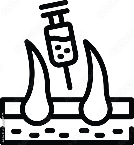 Trichology treatment icon outline vector. Hair therapy. Dermatological syringe rejuvenation