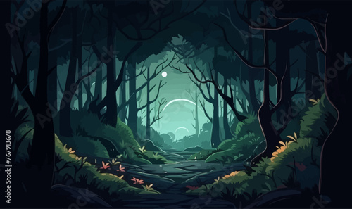 fantasy forest vector flat minimalistic isolated illustration