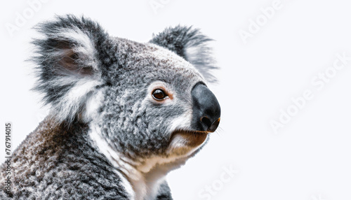 Koala in the foreground, isolated over white background