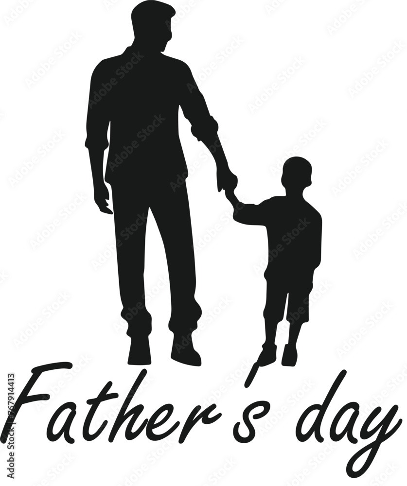 Father's day with a man and a boy holding hands