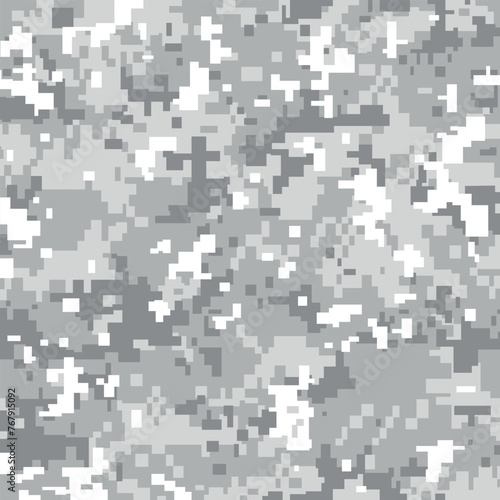 Pixelated white camouflage background. Seamless Tileable Pattern. Vector illustration.