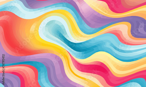 colorful abstract pattern with wavy lines, playful vector seamless background