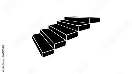Stairs emblem, black isolated silhouette