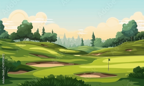 Golf course vector flat minimalistic isolated illustration