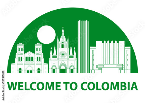Colombia famous landmark silhouette style,vector illustration