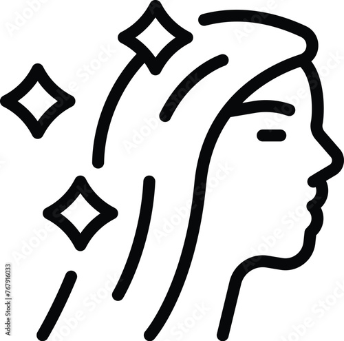 Healthy shiny hair icon outline vector. Trichology health treatment. Follicular rejuvenation therapy