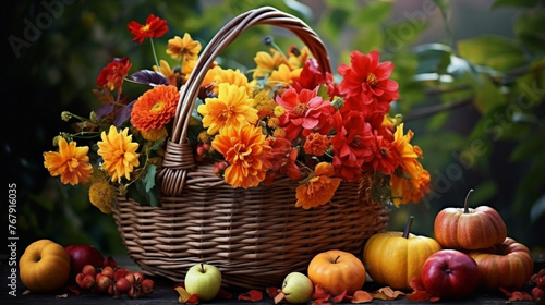 Moody autumn garden harvest composition basket © rida