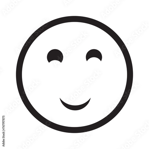 Happy smiley face or emoticon line art icon for apps and websites