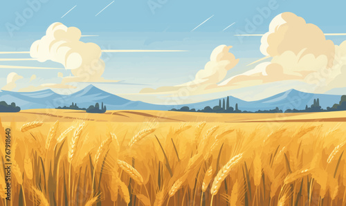 wheat field vector flat minimalistic isolated illustration