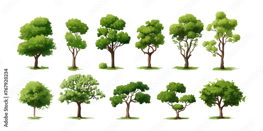 Fototapeta premium field trees set isolated vector style with transparent background illustration