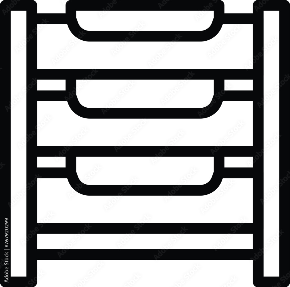 Paper shelf icon outline vector. Office archive tray. Paperwork repository item Paper shelf icon outline vector. Office archive tray. Paperwork repository item