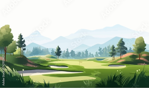 Golf course vector flat minimalistic isolated illustration