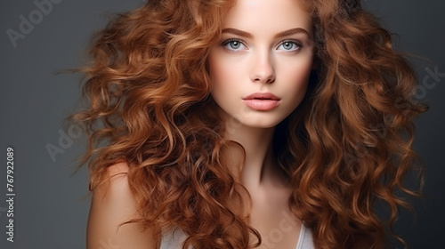 Straight look of beautiful blue eyes model