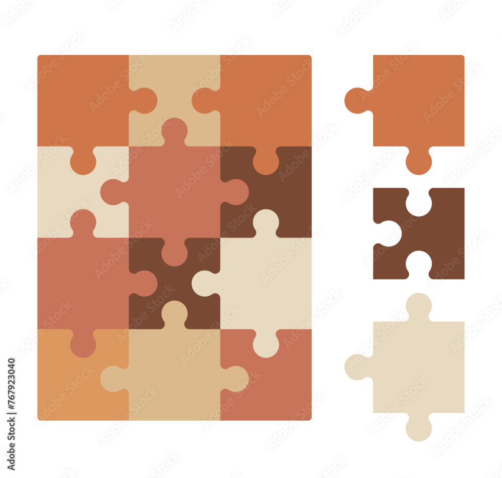 Naklejka premium Puzzle. Brown puzzle. Vector illustration.