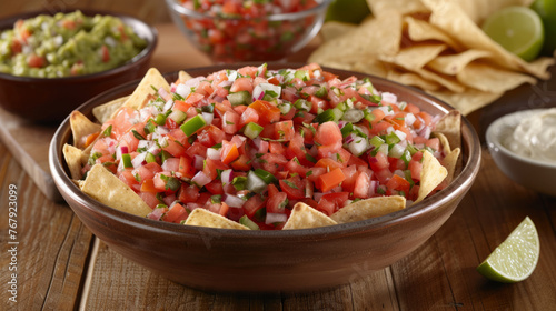 Fresh Pico de Gallo Served with Crispy Tortilla Chips, Perfect for Snacking