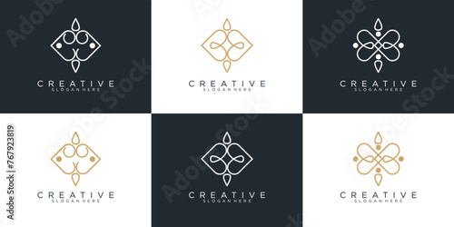 flower logo design. beauty salons, decorations, boutiques, spas, yoga, cosmetic and skin care products. premium business card