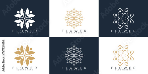  flower logo design. beauty salons, decorations, boutiques, spas, yoga, cosmetic and skin care products. premium business card
