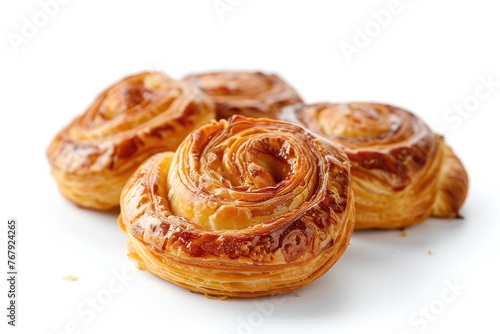 danish pastry concept. bakery produce isolated on white background. photo