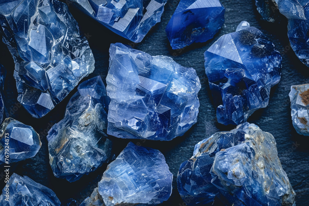 sodalite crystals geode close up on black background, esoteric blue mineral texture on dark surface sodalite crystals geode close up on black background, esoteric blue mineral texture on dark surface