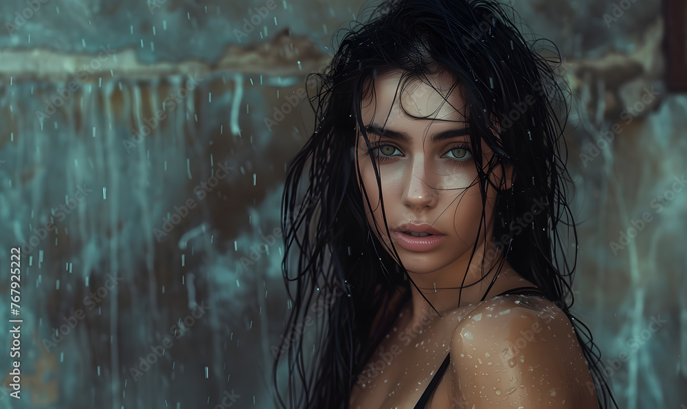Fototapeta premium sensual beautiful blue-eyed female model 