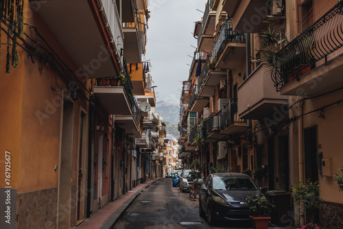 Street in Giardini Naxos in the Metropolitan City of Messina on the island of Sicily  Italy