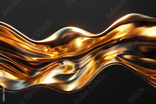 Elegant Flowing Golden Band Forming a Dynamic Wave, Abstract 3D Rendering