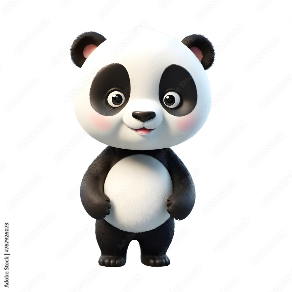 3d rendering of cartoon panda on Isolated transparent background png. generated with AI 3d rendering of cartoon panda on Isolated transparent background png. generated with AI