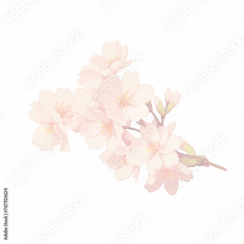 Watercolor cherry blossoms their soft pink hues floating ethereally on a white surface heralding spring