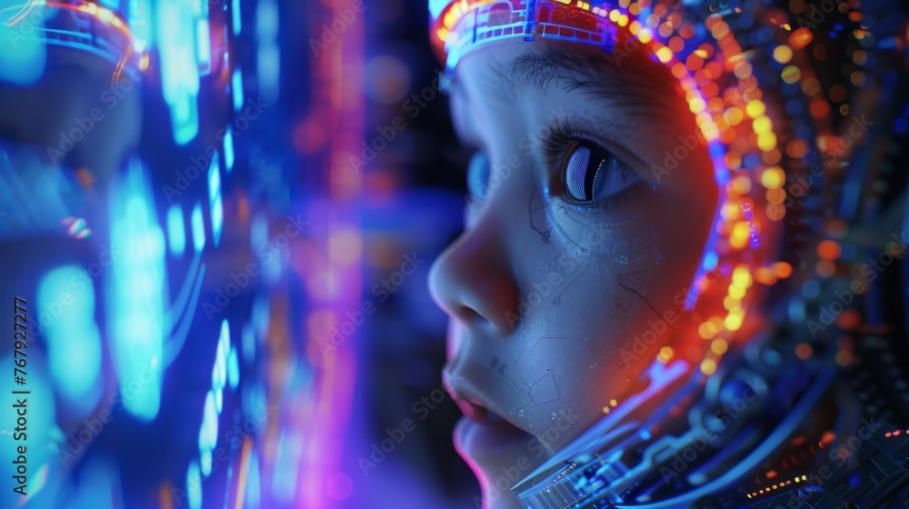 Abstract image of a modern server room with blue and pink LED lights creating a vibrant, technological atmosphere. Abstract image of a modern server room with blue and pink LED lights creating a vibrant, technological atmosphere.