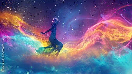 star dancer, long exposure photography, galactic, vibrant colors 