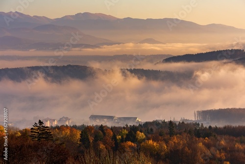Fototapeta Naklejka Na Ścianę i Meble -  Autumn over Banska Bystrica town in central Slovakia.