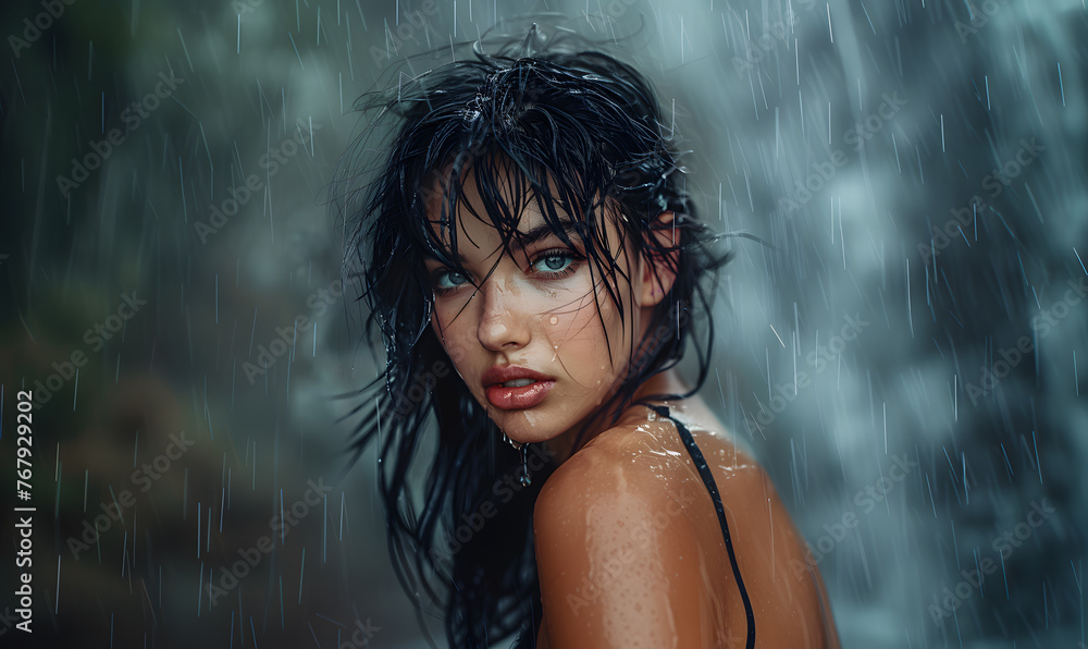 beautiful blue eyes actress under the rain warm model 