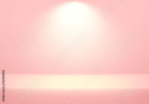 Empty soft pink studio room background. Empty room with light effects. Template mock up for display of product, Business backdrop. Vector illustration.