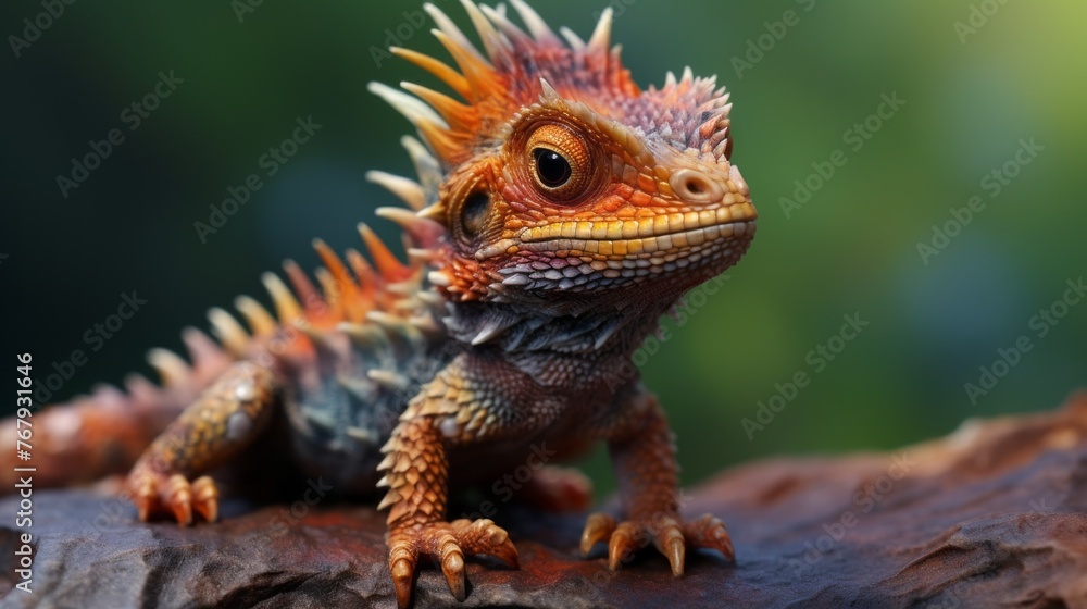 A lizard with a long tail and spiky tail is sitting on a rock A lizard with a long tail and spiky tail is sitting on a rock