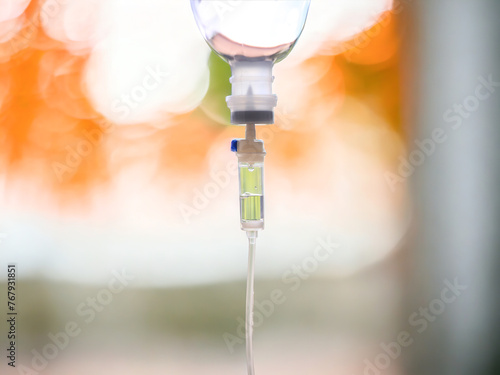 Vitamin iv drip natural green orangs therapy treatments concept.