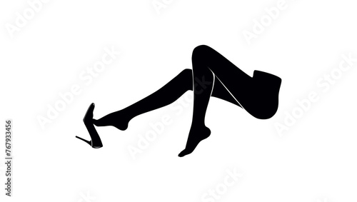 female legs, black isolated silhouette