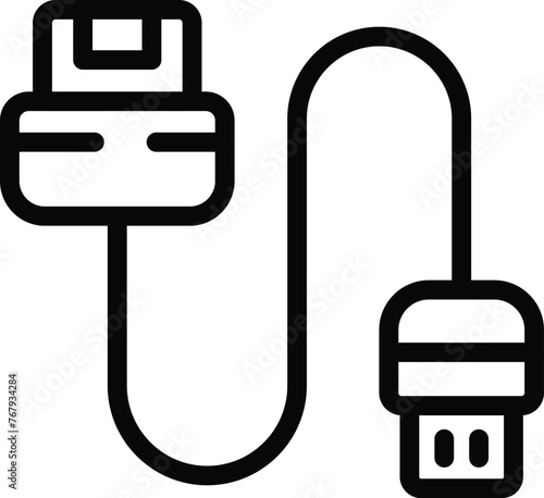 Handheld power icon outline vector. Digital energy adapter. Device charging accessory