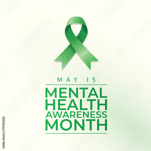Mental Health Awareness Month design template good for celebration usage. mental health ribbon. green ribbon vector template. vector eps 10. flat design. photo