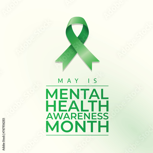 Mental Health Awareness Month design template good for celebration usage. mental health ribbon. green ribbon vector template. vector eps 10. flat design.