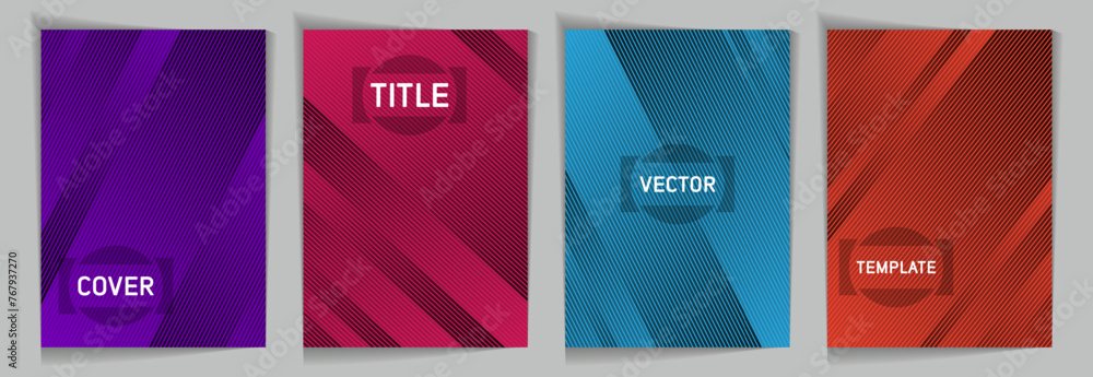 Diagonal stripes texture metallic gradient vector cover page templates. Diagonal stripes texture metallic gradient vector cover page templates.
