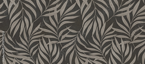 black and white leaf pattern with dark grey background