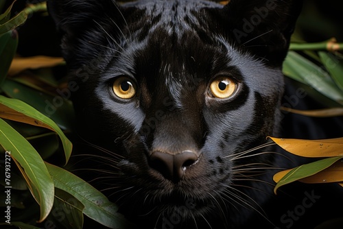Black panther in the forest  symbol of conservation.  generative IA