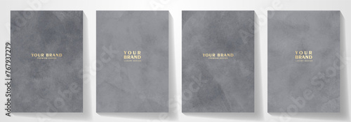 Set of premium cover design with grey texture for cover design, invitation, poster, flyer, wedding card, luxe invite, prestigious voucher, catalog, brochure. Luxury background.