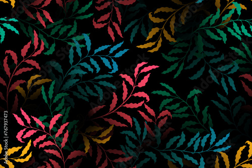 Willow branches tree leaves premium vector seamless pattern.