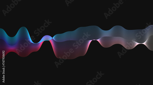 music waveforme on black background with colorful light effects