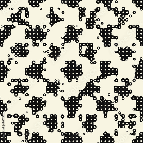 Monochrome Irregularly Dotted Checked Pattern