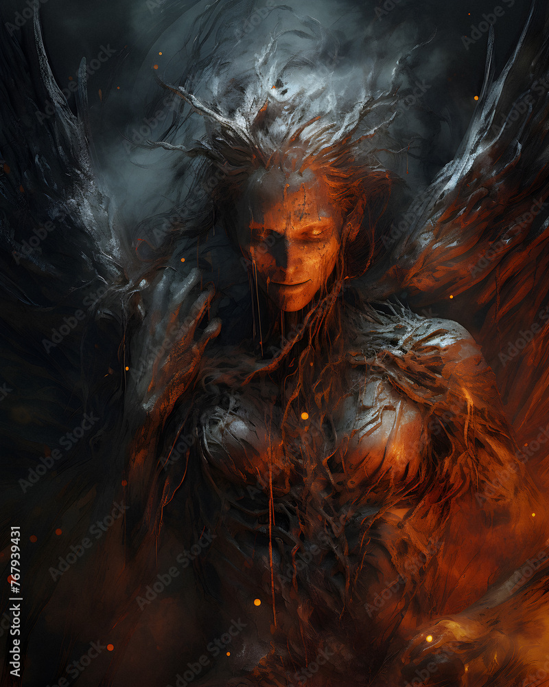 Resilient Fallen Angel Amidst the Flames