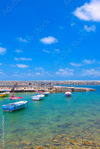 ALEXANDRIA, EGYPT - 14 JUNE 2023 : The Qaitbay Citadel, the famous landmark in Alexandria located by the Mediterranean Sea. This area is believed that it used to be the location of the Pharos.  © Scotts Travel Photos